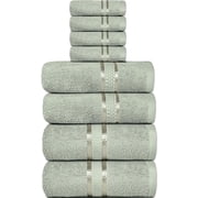 Dewall Maisons Chic Soft Green 8-Piece Premium Cotton Towel Set - Ultra Soft, Quick-Drying, Absorbent - 2 Bath Towels, 2 Hand Towels, 4 Washcloths - Enhance You