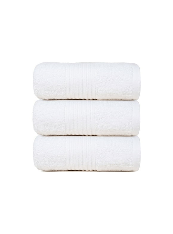 Dewall Maisons Elegant 3-Piece White Cotton Bath Towel Set, Large 27" x 54" - Supreme Softness - Ideal For Everyday Use, Body, Face, Hands - Luxurious Bathroom ComFort