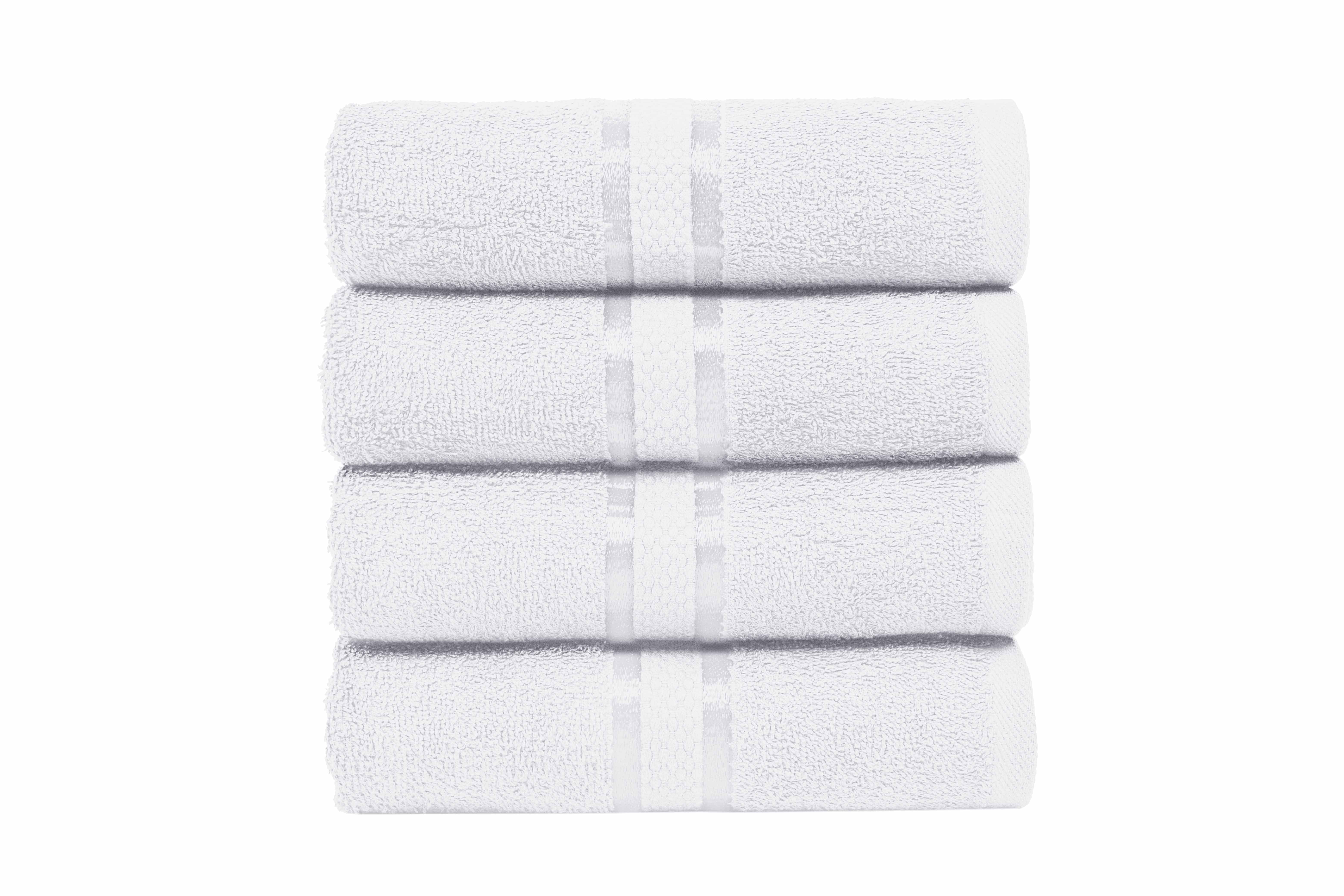 Dewall Maisons Elegant 4-Piece White Cotton Bath Towel Set, Large 27" x ...