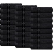 Dewall Maisons Elegant Black 24-Piece Cotton Washcloth Pack - Superior Cloth, Soft and Absorbent, 12" x 12" Size - Perfect for Bathroom, Spa, Facial Care - Premium Hand and Face Towel Solution