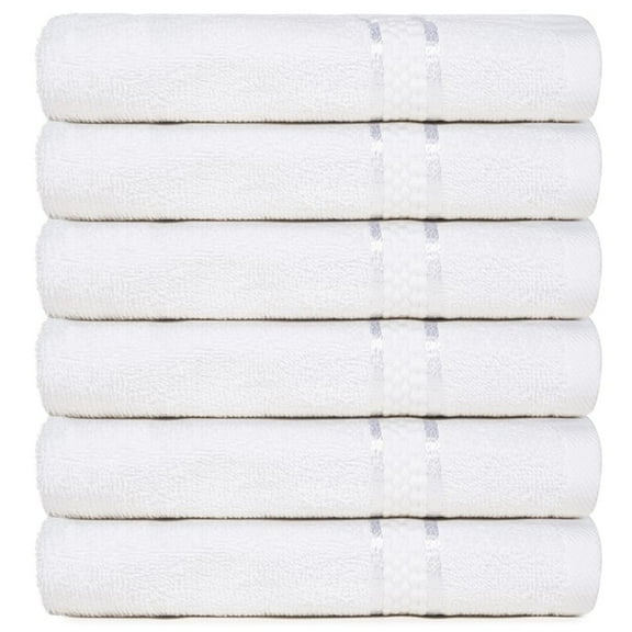 Dewall Maisons Elegant White 6-Piece Cotton Hand Towel Set - Exceptional Quality, 16" x 28" - Ultra-Soft, Quick-Drying, Perfect For Daily Use - Supreme Bathroom Upgrade