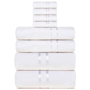 Dewall Maisons Elegant White 8-Piece Towel Set - Plush ComFort & Superior Absorbency - 100% Cotton - 2 Bath Towels, 2 Hand Towels, 4 Washcloths - Luxurious Bath