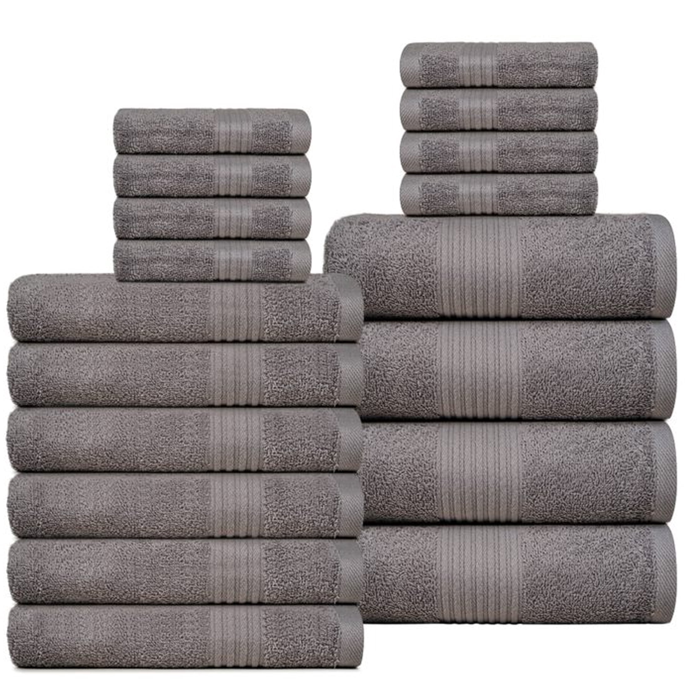 Dewall Maisons Luxurious 18-Piece Dark Grey Towel Set For Complete Bath Experience - Ultra-Soft 100% Cotton - Includes 4 Bath Towels, 6 Hand Towels, 8 Washcloths - Ideal For Daily Use