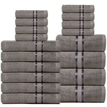 Dewall Maisons Luxurious 18-Piece Dark Grey Towel Set For Complete Bath Experience - Ultra-Soft 100% Cotton - Includes 4 Bath Towels, 6 Hand Towels, 8 Washcloths - Ideal For Daily Use