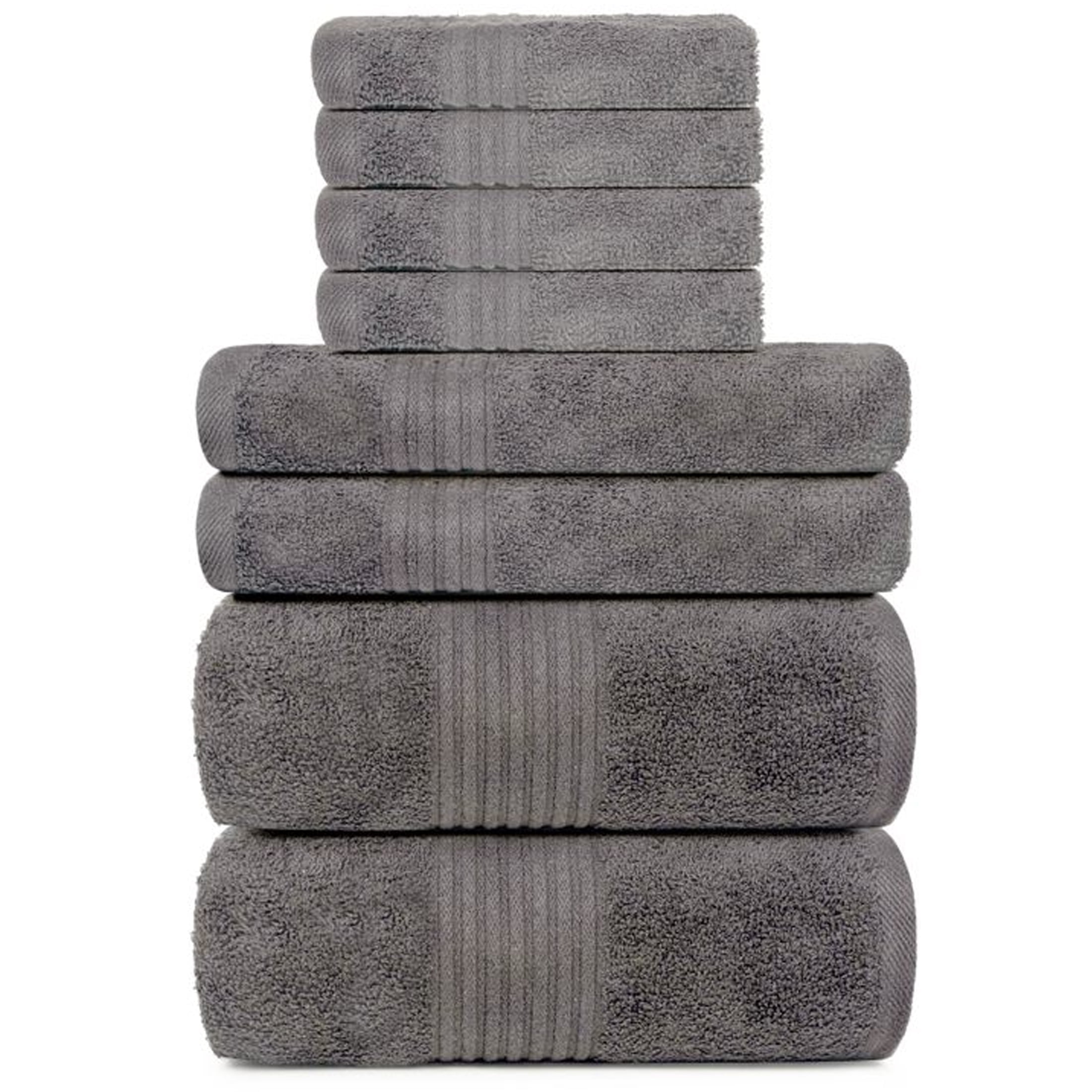 Dewall Maisons Luxurious 8-Piece Towel Set For Complete Bathroom Experience - Ultra-Soft & Absorbent 100% Cotton - Includes 2 Bath Towels, 2 Hand Towels, 4 Washcloths - Daily Use - Dark Grey - Walmart.com