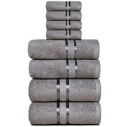 Dewall Maisons Luxurious 8-Piece Towel Set For Complete Bathroom Experience - Ultra-Soft & Absorbent 100% Cotton - Includes 2 Bath Towels, 2 Hand Towels, 4 Washcloths - Daily Use - Dark Grey