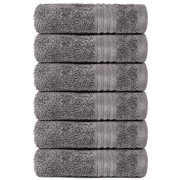 Dewall Maisons Luxurious Dark Grey 6-Piece Hand Towel Set - 100% Cotton, Perfect 16" x 28" Size - Ultra-Soft, Highly Absorbent, Ideal For Body, Face, Hands - EnhAnce Your Bathroom's Style
