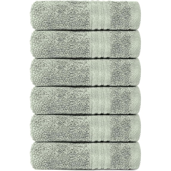 Dewall Maisons Luxurious Soft Green 6-Piece Hand Towel Set - 100% Cotton, Perfect 16" x 28" Size - Ultra-Soft, Highly Absorbent, Ideal for Body, Face, Hands - Enhance Your Bathroom's Style