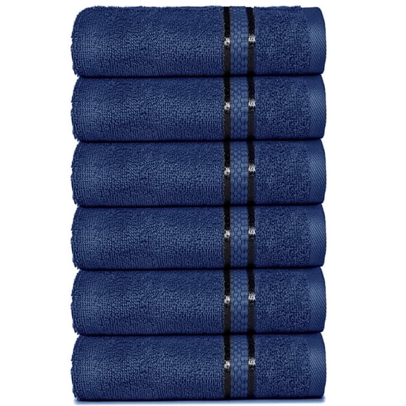 Dewall Maisons Navy Blue 6-Piece Supreme Hand Towel Set - Luxurious 100% Cotton, 16" x 28" - Soft, Quick-Drying, Perfect For An Elegant Bathroom Experience – Lovely Bathroom Upgrade