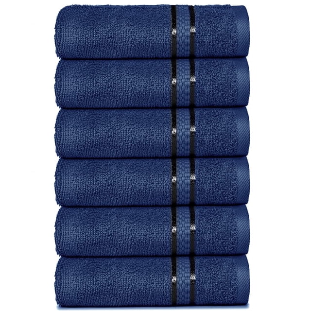 Dewall Maisons Navy Blue 6-Piece Supreme Hand Towel Set - Luxurious 100 ...