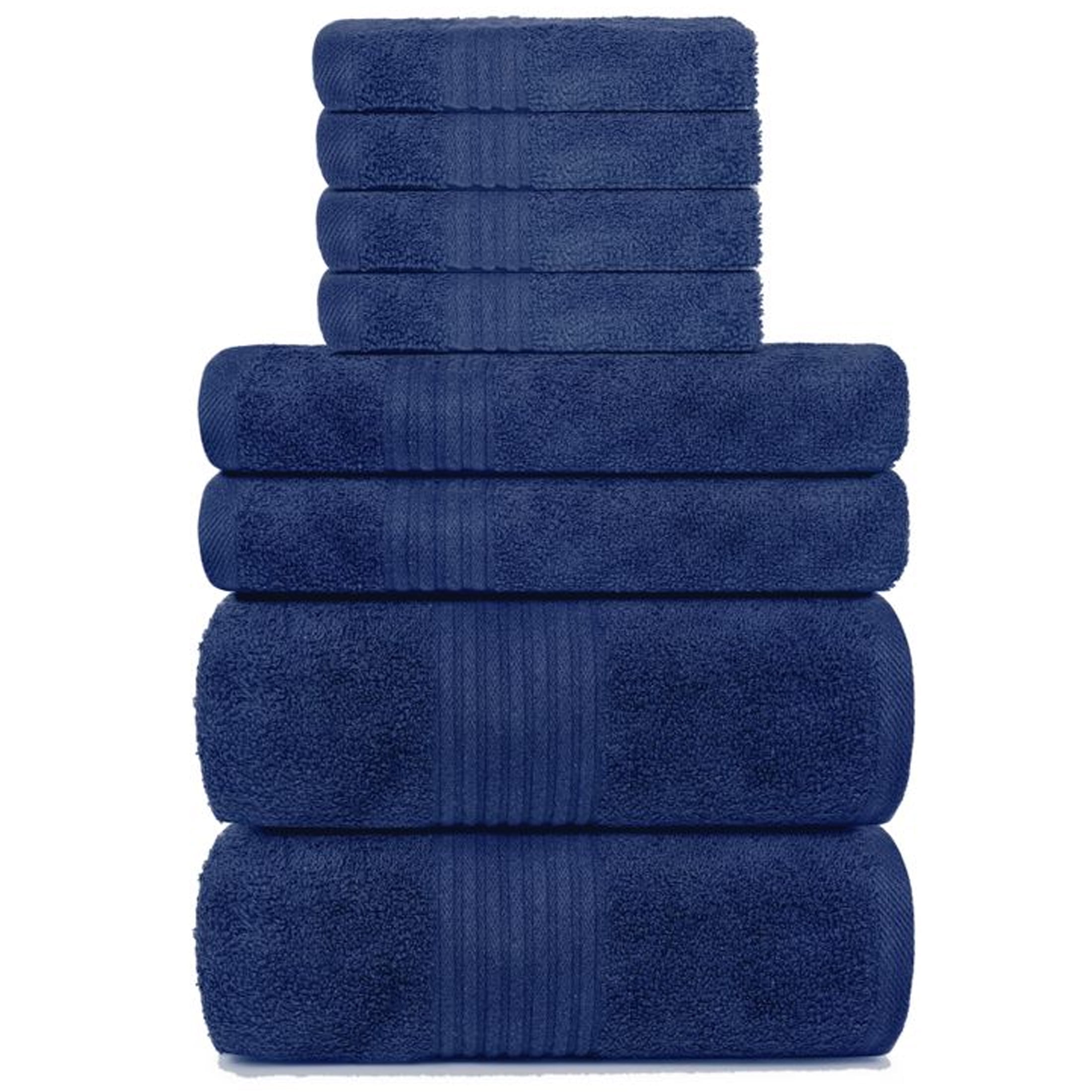 Dewall Maisons Navy Blue 8-Piece Luxurious Towel Set - 100% Cotton - Soft, Absorbent, Durable - Includes 2 Bath Towels, 2 Hand Towels, 4 Washcloths - Perfect For Upgrading Bathroom Décor - Walmart.com