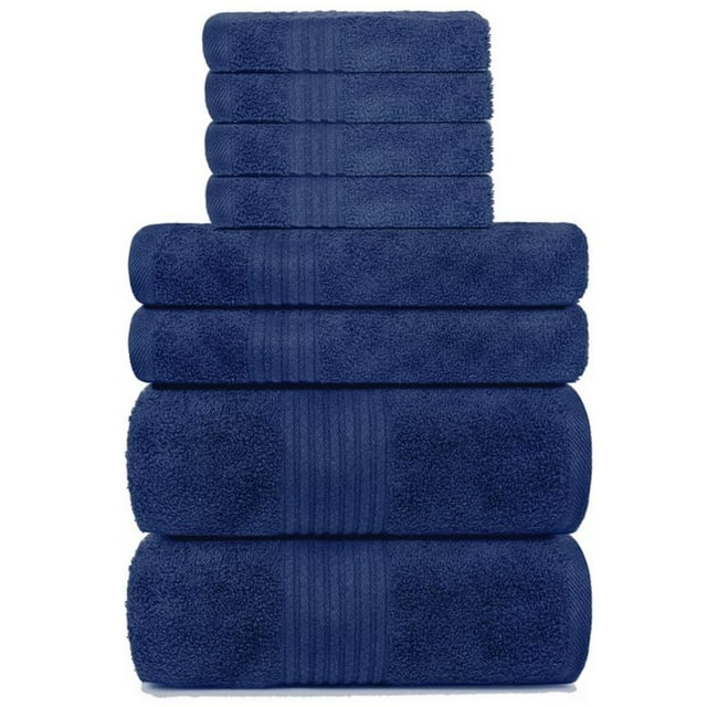 Dewall Maisons Navy Blue 8Piece Luxurious Towel Set 100 Cotton