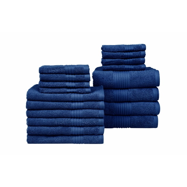 Dewall Maisons Navy Blue Luxury 18-Piece Cotton Towel Set - High ...