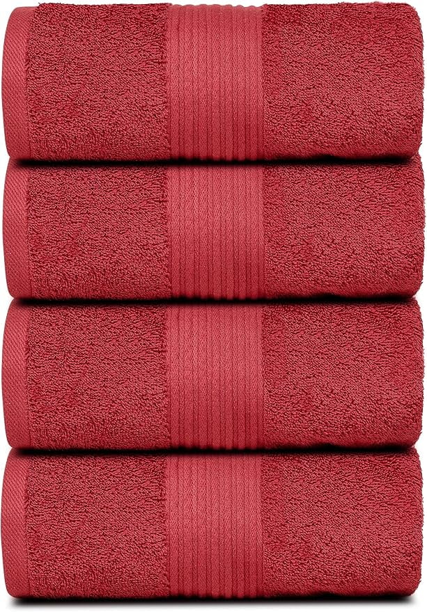Dewalls Maisons 4-Pack Large Bath Towels, 100% Cotton 27x54 Inches ...