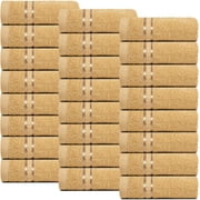 Dewall Maisons Solid Print Cotton Washcloths, Gold Beige, 24 Count