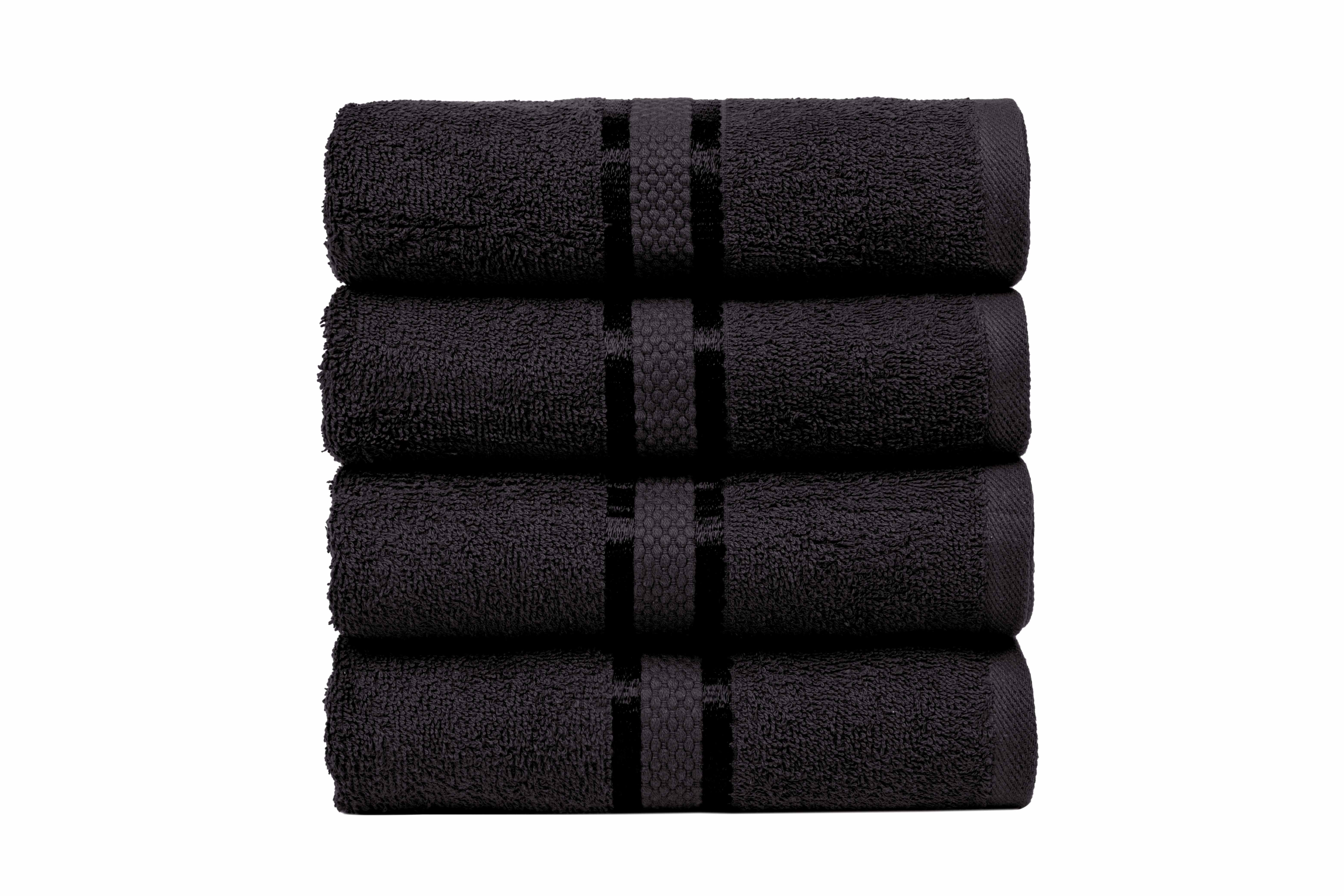 Dewall Maisons Sophisticated 4Piece Black Bath Towel Set, 27" x 54" SupremeQuality Cotton