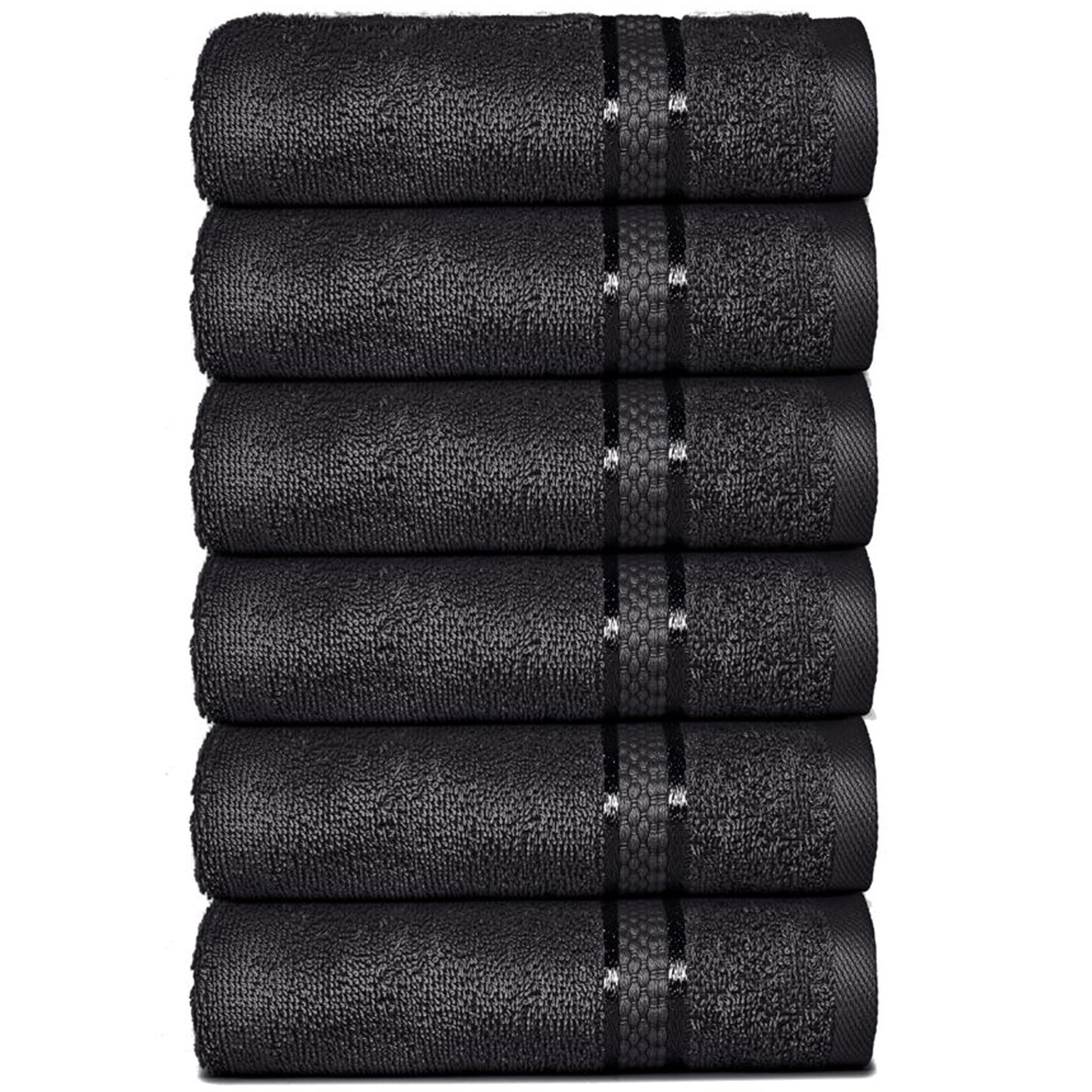 Dewall Maisons Sophisticated Black 6-Piece Hand Towel Set - Supreme ...