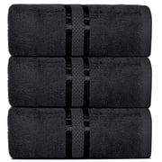 Dewalls Maisons 3-Pack Large Bath Towels, 100% Cotton 27x54 Inches, Quick Drying, Super Absorbent, Perfect for Daily Use, Bathroom & Hotel - Black Color