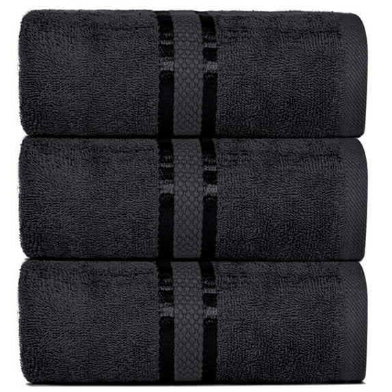Dewalls Maisons 3-Pack Large Bath Towels, 100% Cotton 27x54 Inches, Quick Drying, Super Absorbent, Perfect for Daily Use, Bathroom & Hotel - Black Color