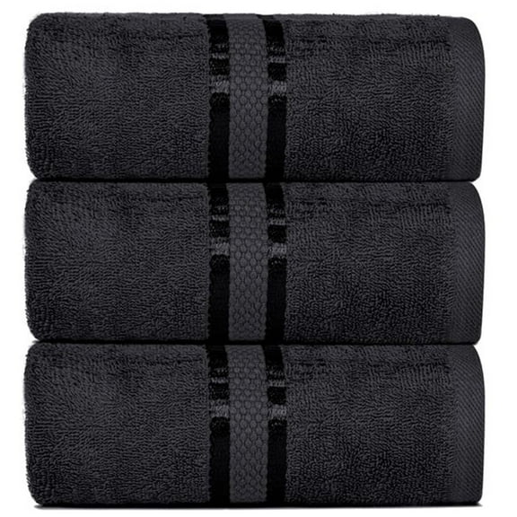 Dewalls Maisons 3-Pack Large Bath Towels, 100% Cotton 27x54 Inches, Quick Drying, Super Absorbent, Perfect for Daily Use, Bathroom & Hotel - Black Color