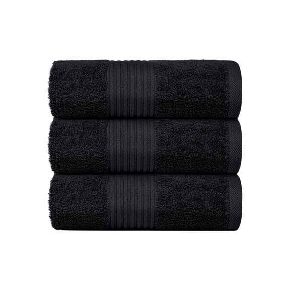 Dewalls Maisons 3-Pack Large Bath Towels, 100% Cotton 27x54 Inches, Quick Drying, Super Absorbent, Perfect for Daily Use, Bathroom & Hotel - Black Color