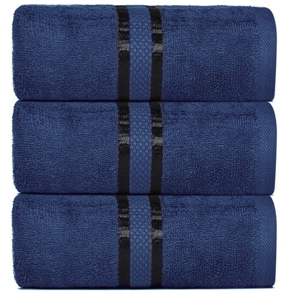 Dewalls Maisons 3-Pack Large Bath Towels, 100% Cotton 27x54 Inches, Quick Drying, Super Absorbent, Perfect for Daily Use, Bathroom & Hotel - Navy Color