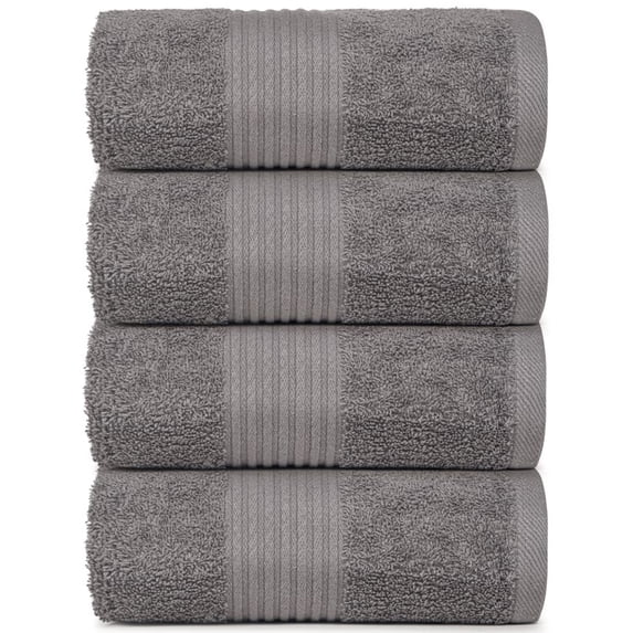 Dewalls Maisons 4-Pack Large Bath Towels, 100% Cotton 27x54 Inches, Quick Drying, Super Absorbent, Perfect for Daily Use, Bathroom & Hotel - Dark Grey Color
