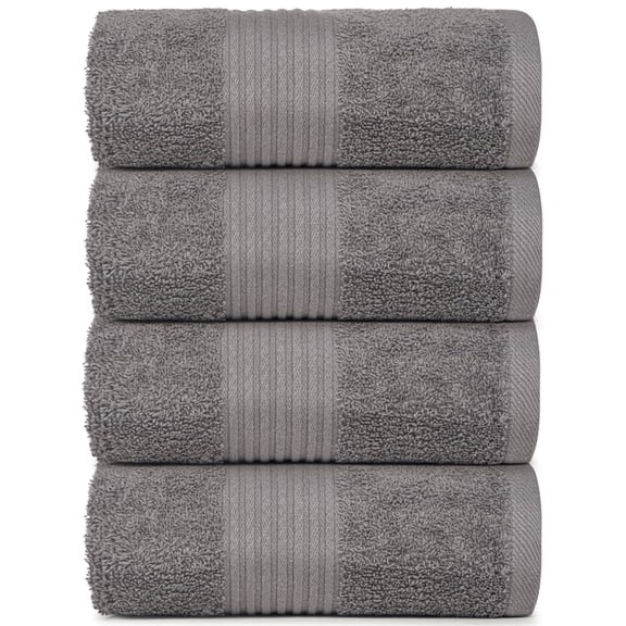Dewalls Maisons 4-Pack Large Bath Towels, 100% Cotton 27x54 Inches, Quick Drying, Super Absorbent, Perfect for Daily Use, Bathroom & Hotel - Dark Grey Color