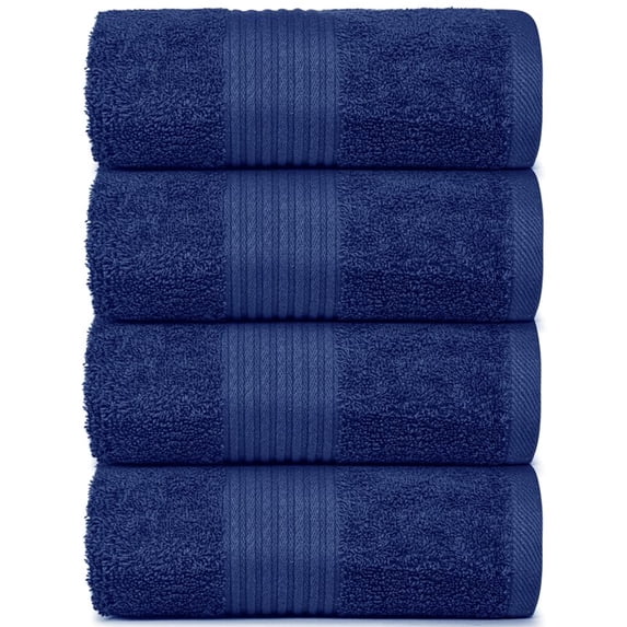 Dewalls Maisons 4-Pack Large Bath Towels, 100% Cotton 27x54 Inches, Quick Drying, Super Absorbent, Perfect for Daily Use, Bathroom & Hotel - Navy Color