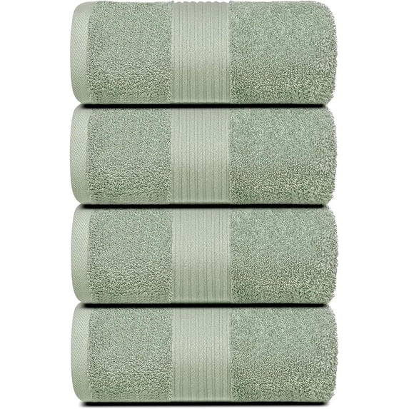 Dewalls Maisons 4-Pack Large Bath Towels, 100% Cotton 27x54 Inches, Quick Drying, Super Absorbent, Perfect for Daily Use, Bathroom & Hotel - Soft Green Color