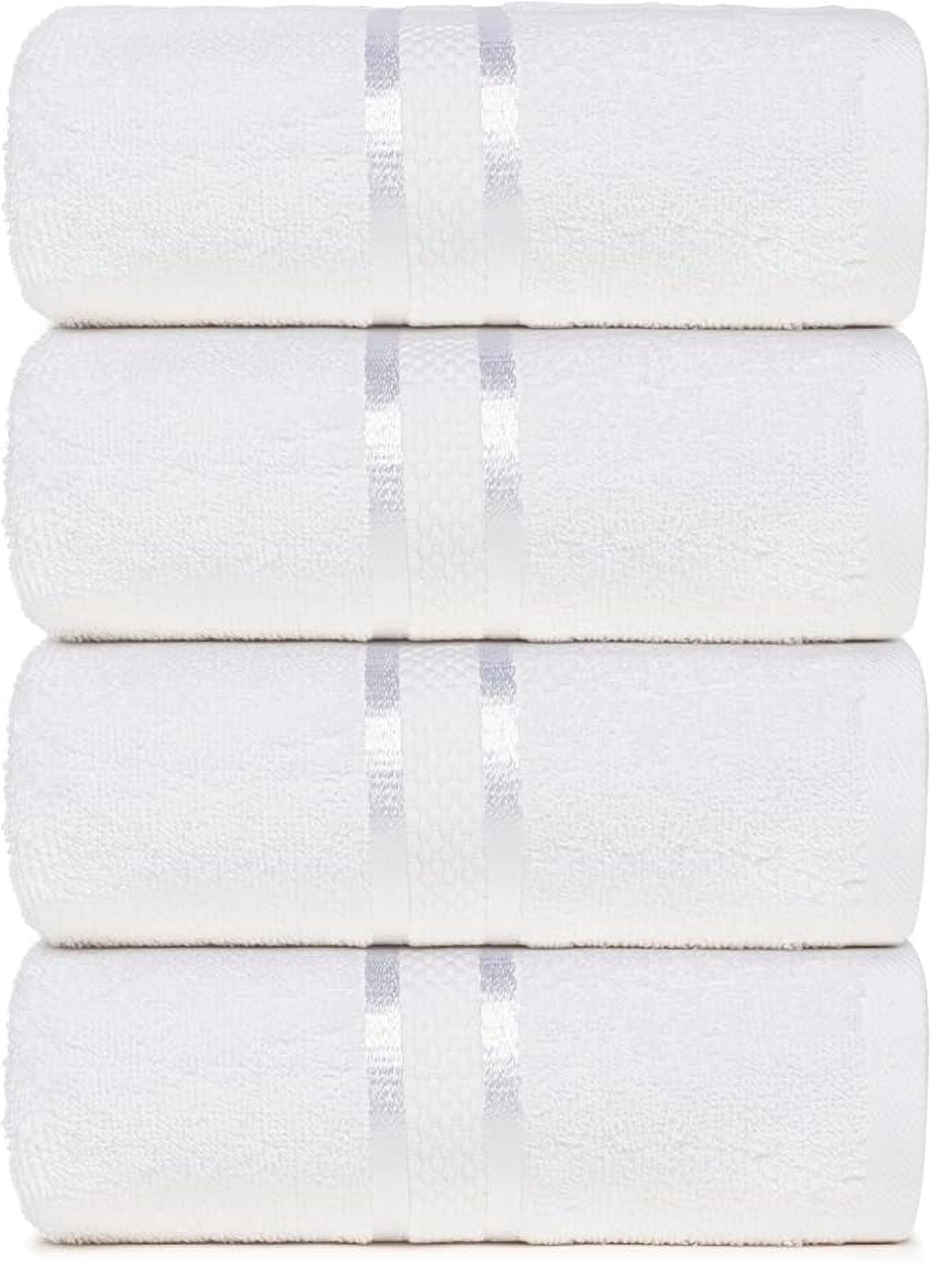 Dewall Maisons Elegant 4-Piece White Cotton Bath Towel Set, Large 27" x ...