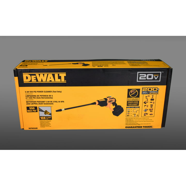Dewalt 20V 550 PSI, 1 GPM Cordless Power Cleaner w/ 4 Nozzles Tool ...