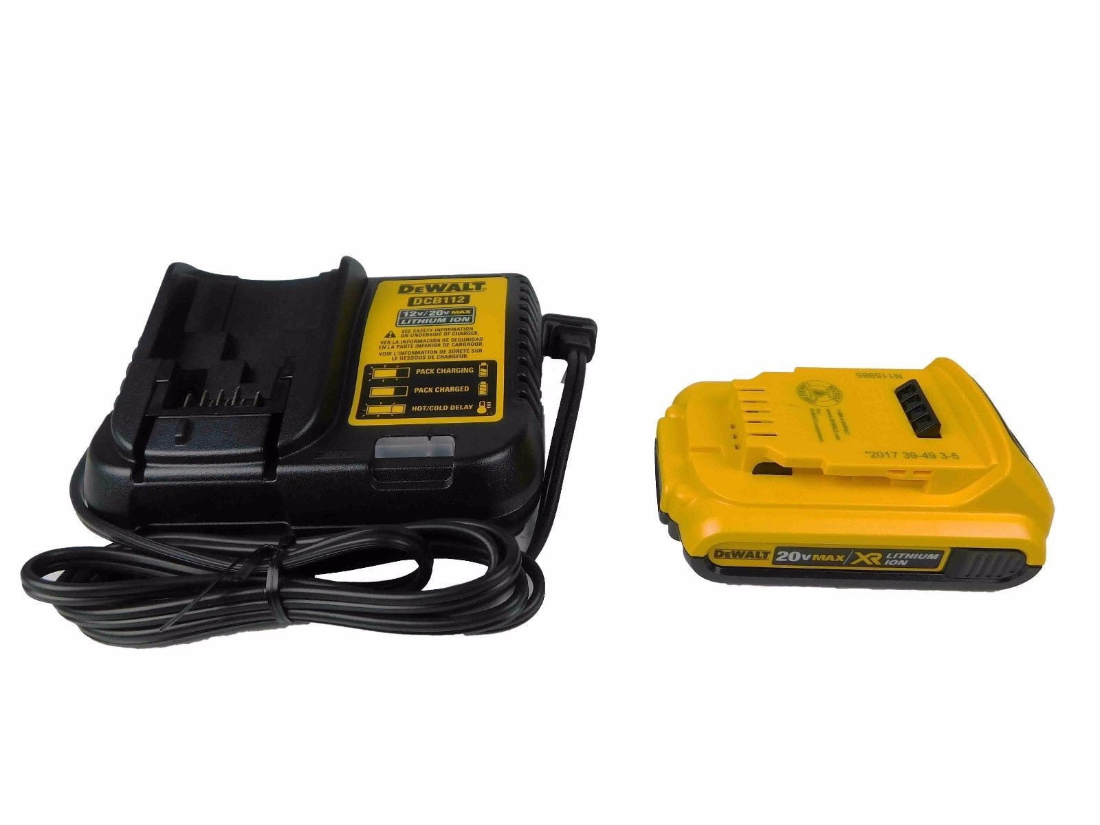 Dewalt 20V DCB112 Charger and 2 DCB203 Batteries