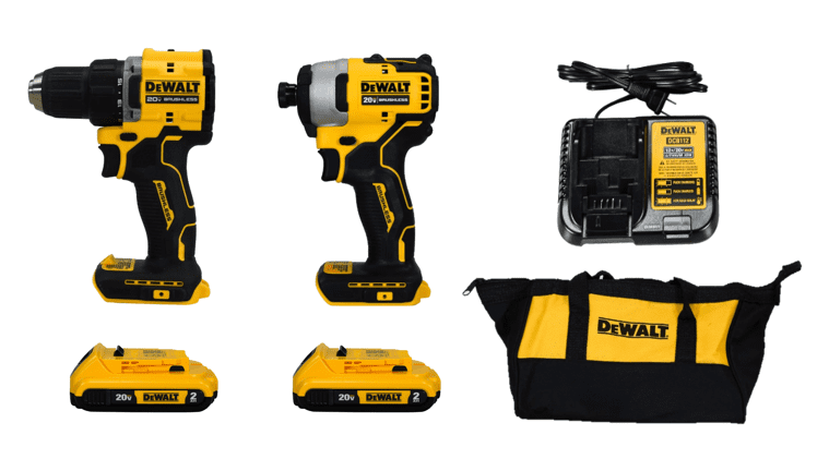 DEWALT ATOMIC 20V MAX Cordless 2-Tool Combo Kit (DCK225D2) Compact Brushless Drill/Driver & Impact Driver with (2) 2.0Ah Batteries, Charger & Bag