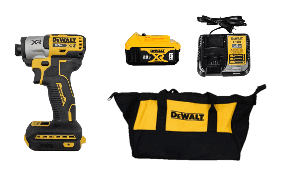 DEWALT 20V MAX XR 1/4 in 3-Speed Brushless Impact Driver Kit (DCF845P1)  1,825 in-lbs Torque, 3-LED Light, 5.0Ah Battery Included