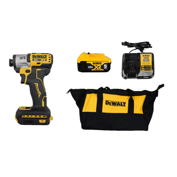 DEWALT 20V MAX XR 1/4 in 3-Speed Brushless Impact Driver Kit (DCF845P1) 1,825 in-lbs Torque, 3-LED Light, 5.0Ah Battery Included