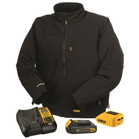 DEWALT Men's Heated Soft Shell Jacket Kit Black Large