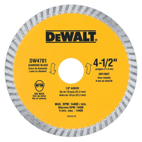 Dewalt DW4701 4.5 Dry Cut Diamond Masonry Circular Saw Blades