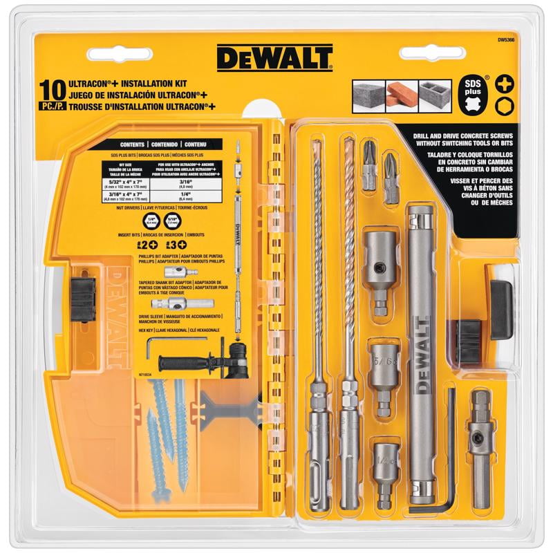 Dewalt - DW5366 - 10-PC SDS Plus Hex Hammer Drill Bit Set