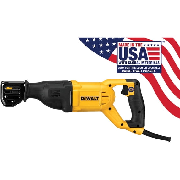 DEWALT DeWitt Reciprocating Saw 12A Corded Electric 12V Sawzall - Variable Speed - Yellow — Heavy-Duty Construction, Professional Use