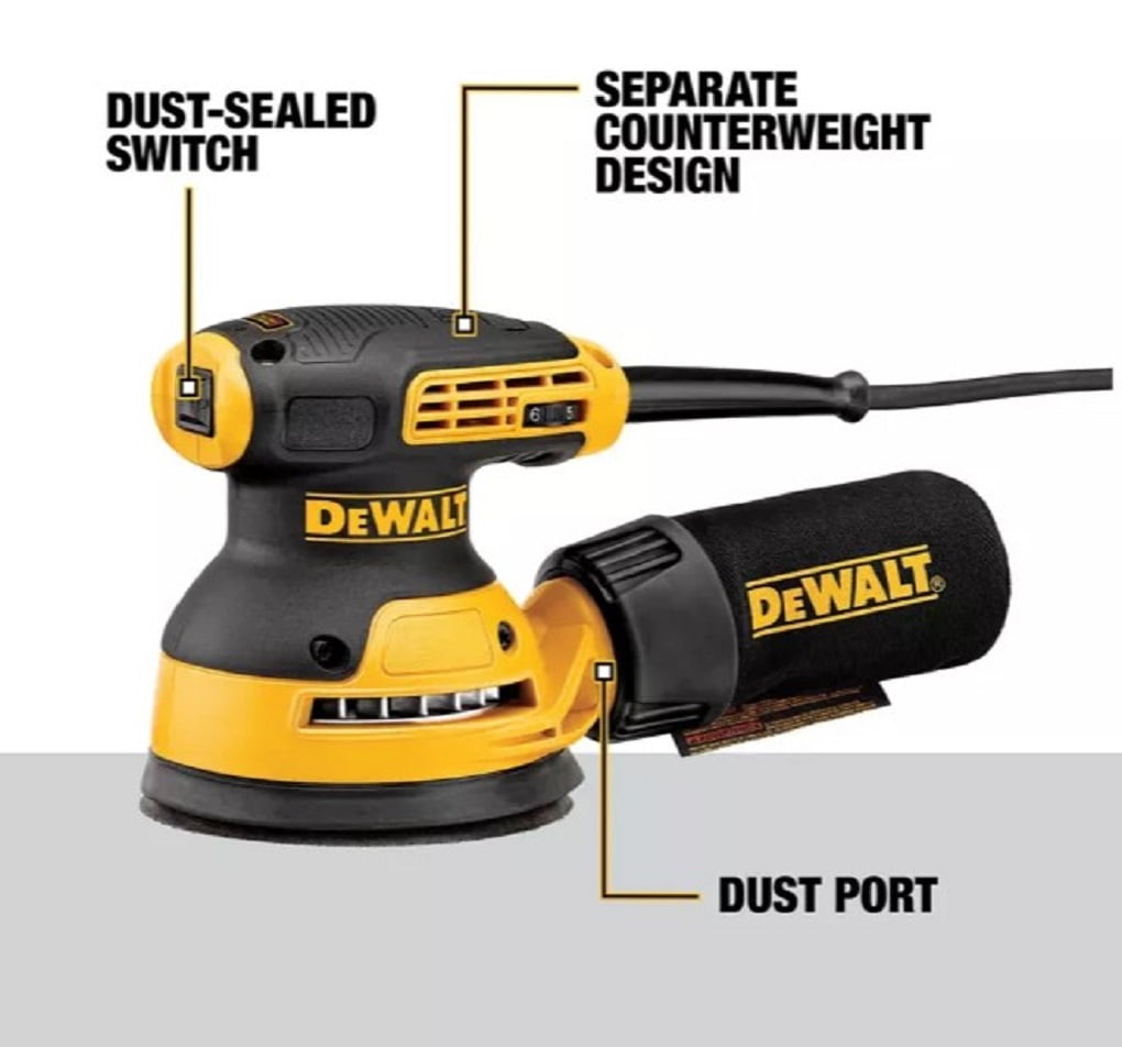 Dewalt DWE6423 5 in. Variable Speed Random Orbit Sander Kit with Hook