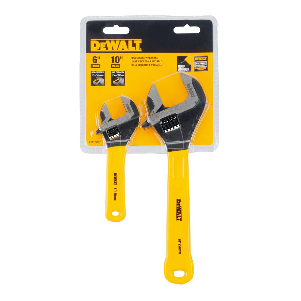 Dewalt DWHT75497 2 Pc. Dip Grip Adjustable Wrench, Yellow - image 1 of 3