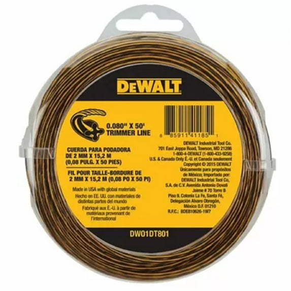 Dewalt DWO1DT801 String Trimmer Line, 50 Feet by 0.080 Inch,
