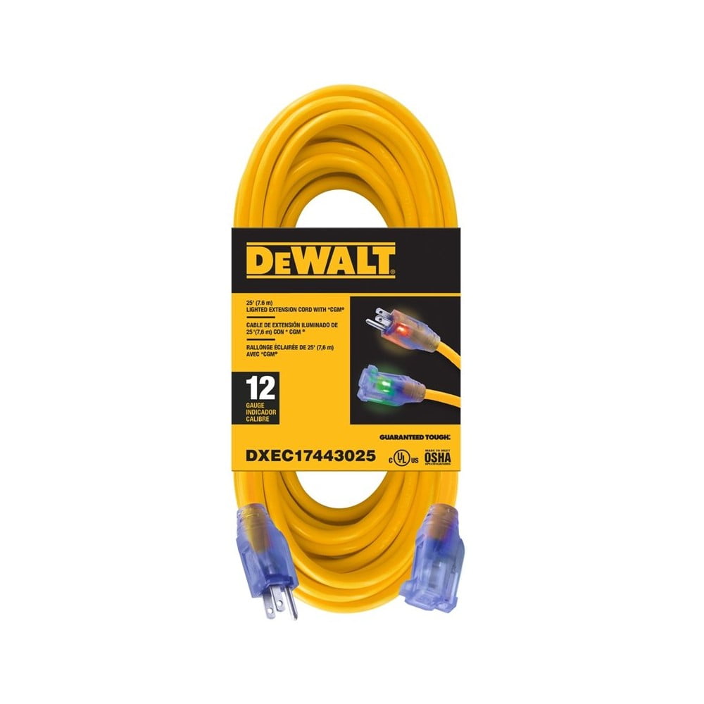 Dewalt-DXEC17443025 DEWALT Extension Cord Yellow Lighted 25' 12/3