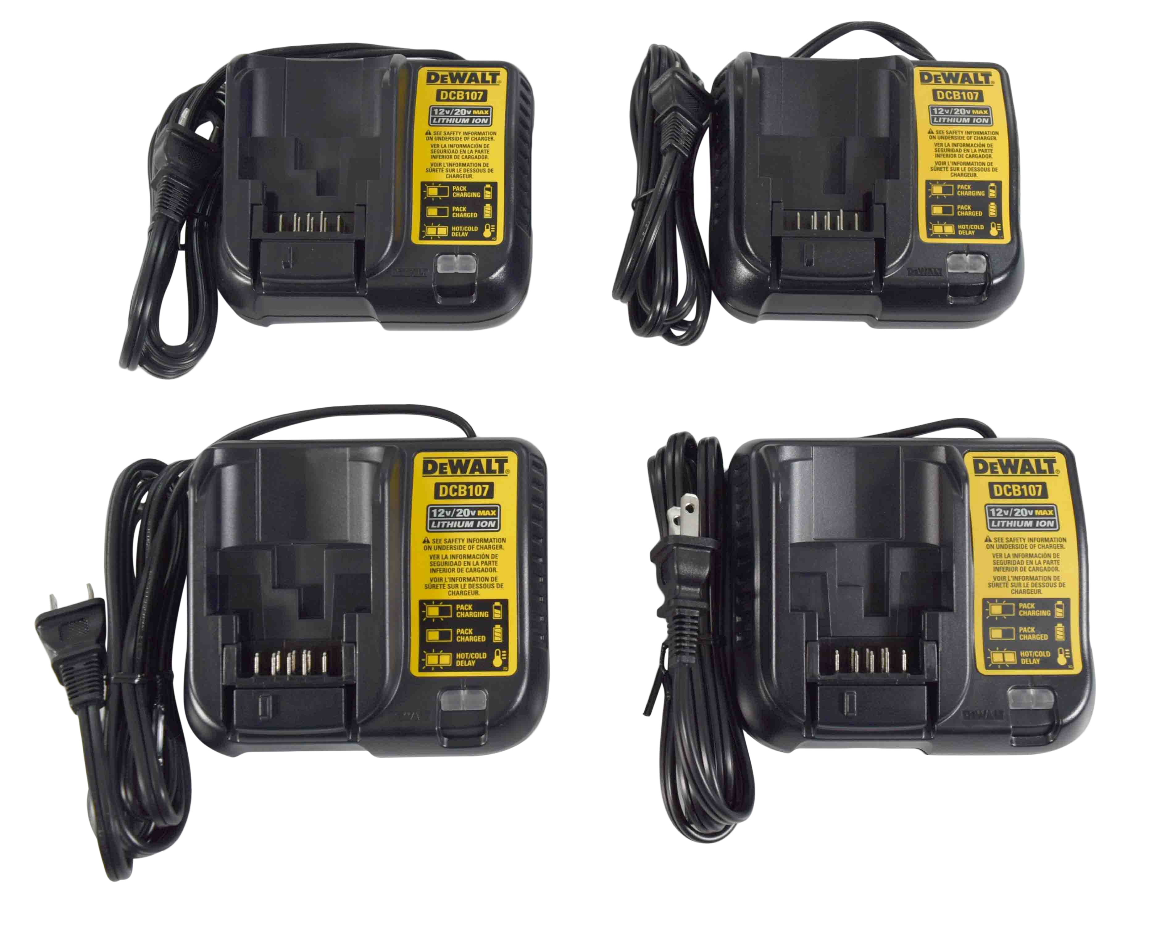 Dewalt Dcb107 Lithium Ion Battery Charger 12v / 20v - 4 Pack