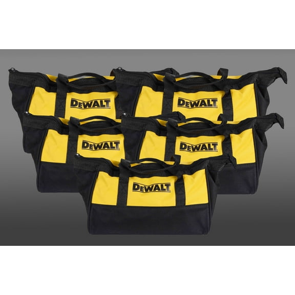 Dewalt Heavy Duty Tool Bag for Power Tools 15 inch Bag Yellow and Black 5 Pack