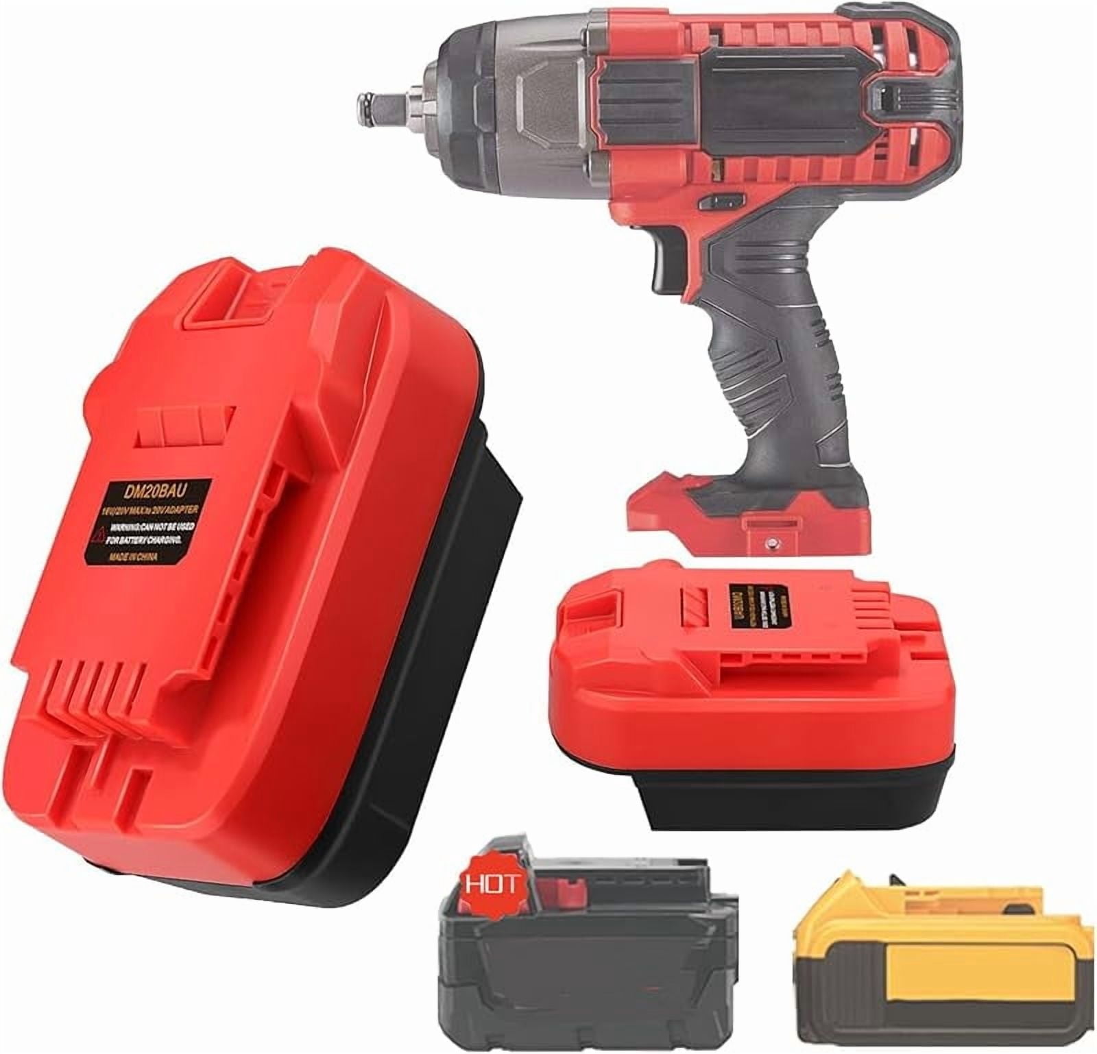 for Dewalt & for Milwaukee to for Bauer Battery Adapter, Fit for Dewalt 18v-20v & for Milwaukee 18v M18 Lithium Batteries, Work for Bauer Series 20V MAX Cordless Tool