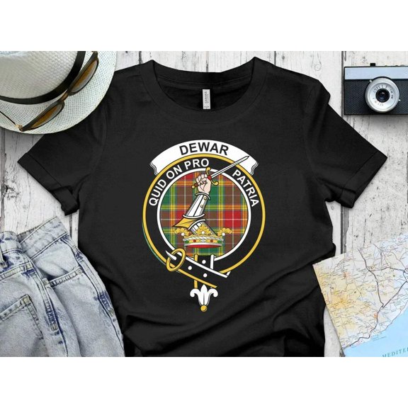Dewar Clan Crest Tartan Quid On Pro Patria T-Shirt Sweatshirt