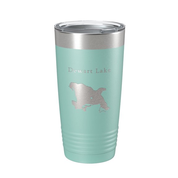 Dewart Lake Map Tumbler Travel Mug Insulated Laser Engraved Coffee Cup Indiana 20 oz Teal
