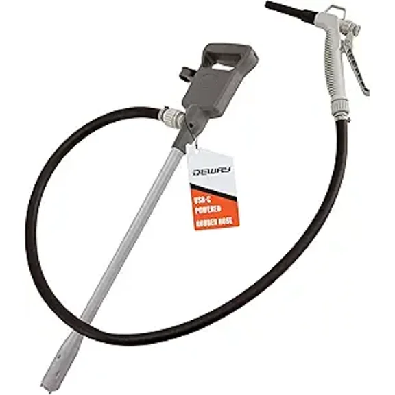 Deway Automatic Fuel Transfer Pump Rubber Hose & Flow Control Nozzle, USB-C or AA Battery Powered